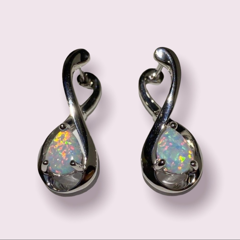 KOHLS 925 Sterling Silver Lab Created Opal Infinity Beyonce Rihanna Earrings